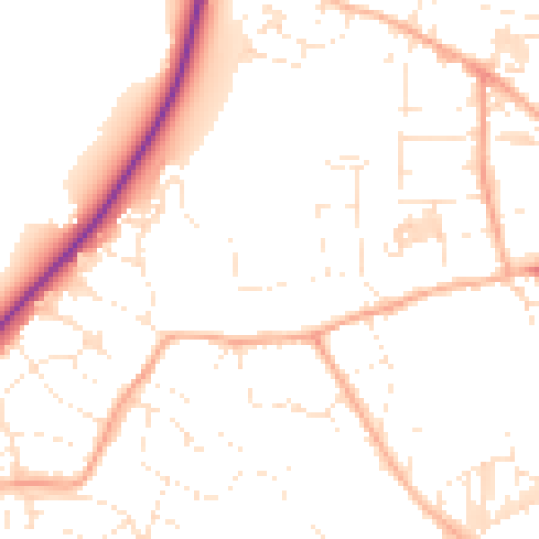 Daytime road noise heatmap for TR18 4JU