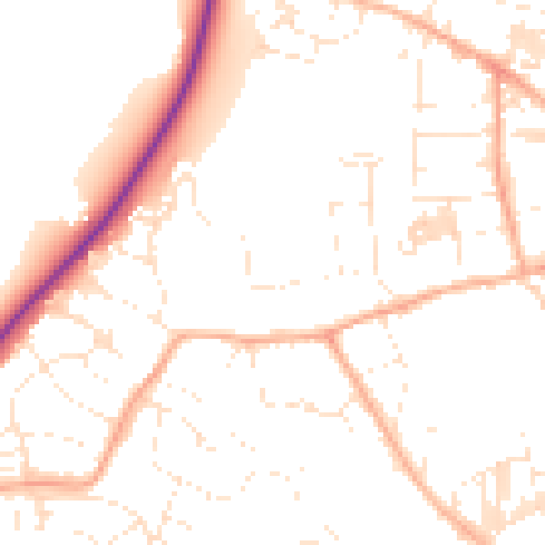 Daytime road noise heatmap for TR18 4JX