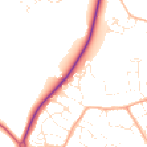 Daytime road noise heatmap for TR18 4JY