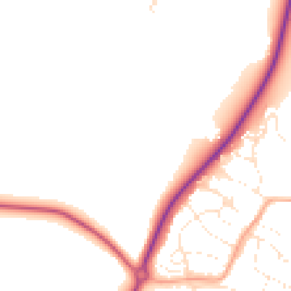 Daytime road noise heatmap for TR18 4LP