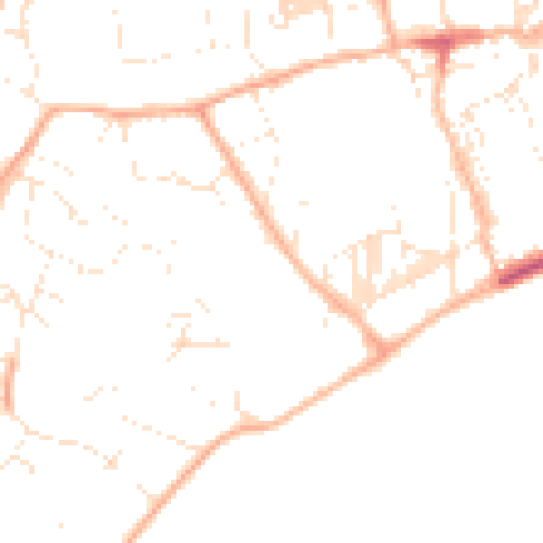 Daytime road noise heatmap for TR18 4LY