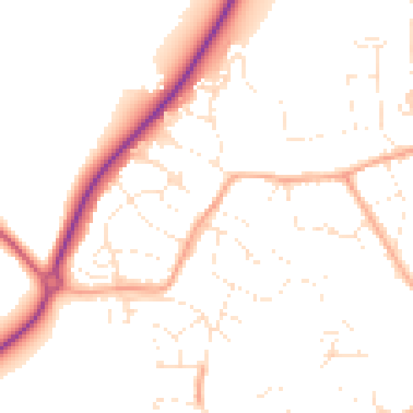 Daytime road noise heatmap for TR18 4RD