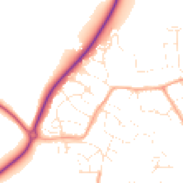 Daytime road noise heatmap for TR18 4RL