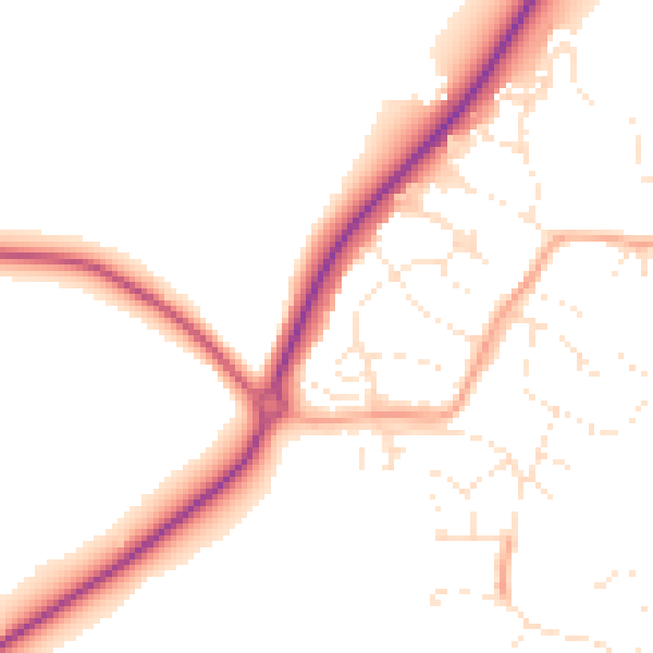 Daytime road noise heatmap for TR18 4SB