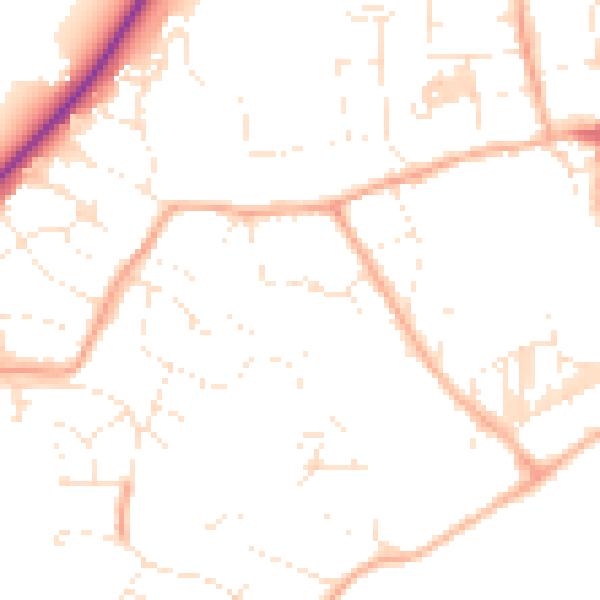Daytime road noise heatmap for TR18 4SY