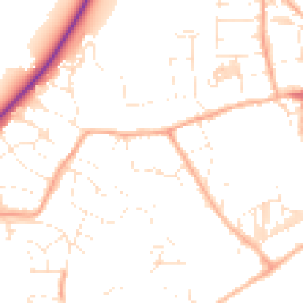 Daytime road noise heatmap for TR18 4TG