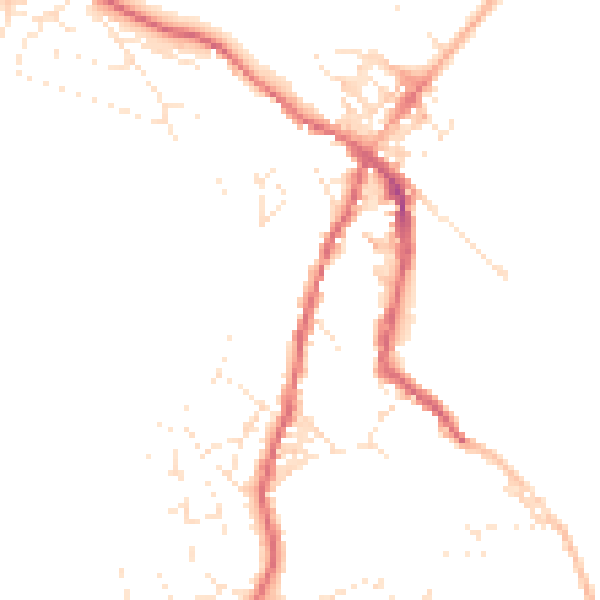 Daytime road noise heatmap for TR18 5BW
