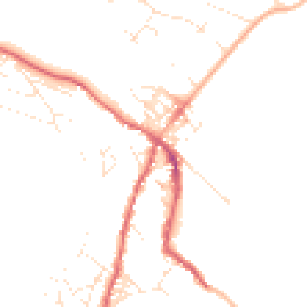 Daytime road noise heatmap for TR18 5HQ