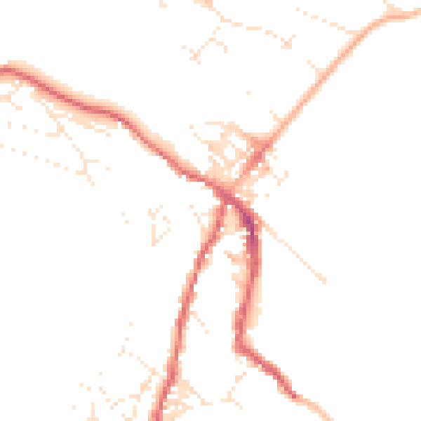 Daytime road noise heatmap for TR18 5HU