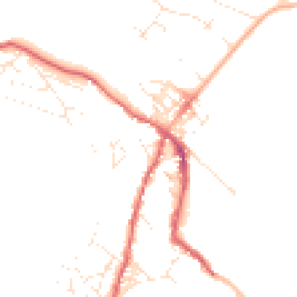 Daytime road noise heatmap for TR18 5HX