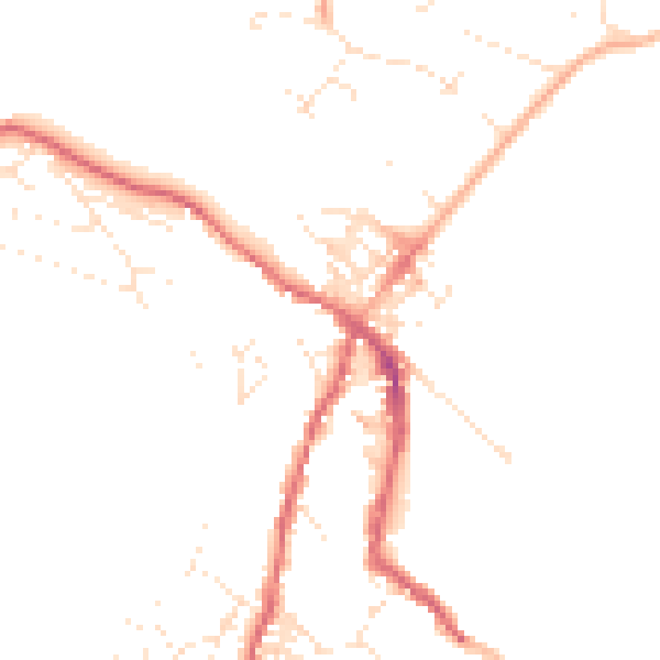 Daytime road noise heatmap for TR18 5HY