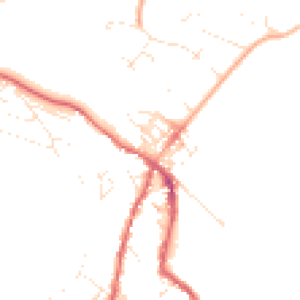 Daytime road noise heatmap for TR18 5QZ
