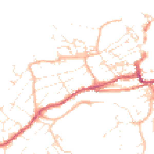 Daytime road noise heatmap for TR26 1AN