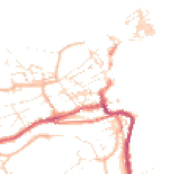 Daytime road noise heatmap for TR26 1AQ