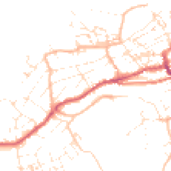 Daytime road noise heatmap for TR26 1AU