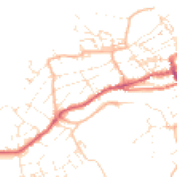 Daytime road noise heatmap for TR26 1AW