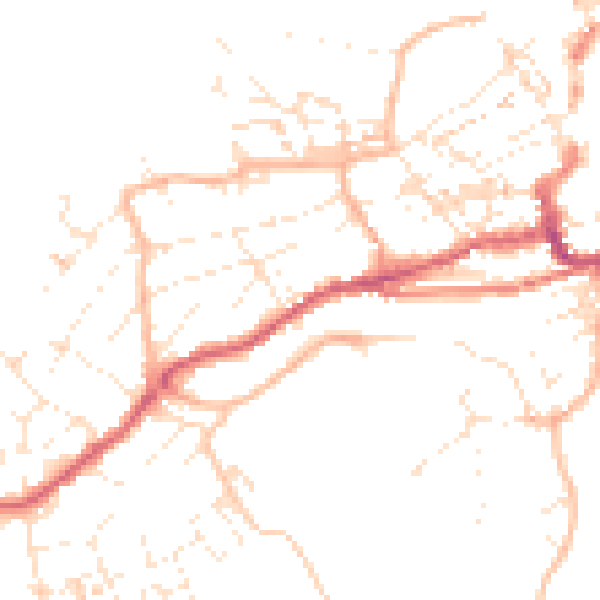Daytime road noise heatmap for TR26 1AY