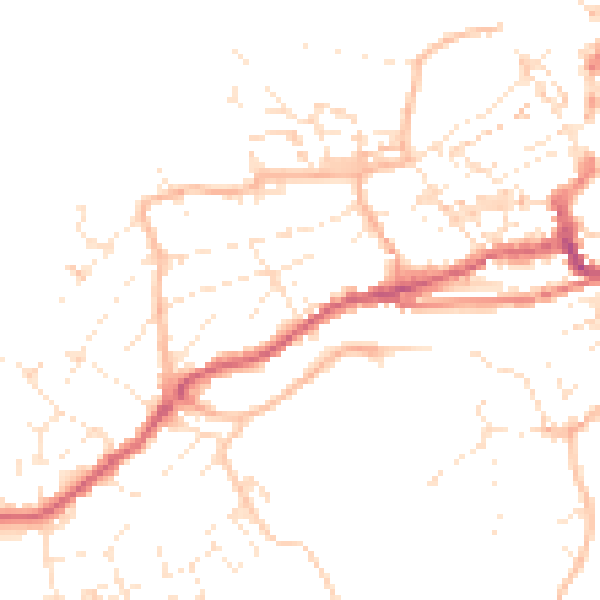 Daytime road noise heatmap for TR26 1AZ
