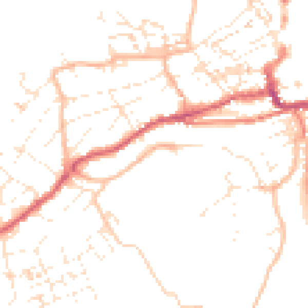 Daytime road noise heatmap for TR26 1DJ