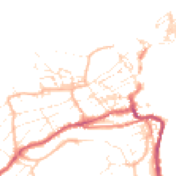 Daytime road noise heatmap for TR26 1DT