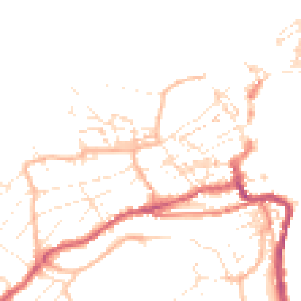Daytime road noise heatmap for TR26 1DU