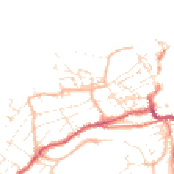Daytime road noise heatmap for TR26 1DZ