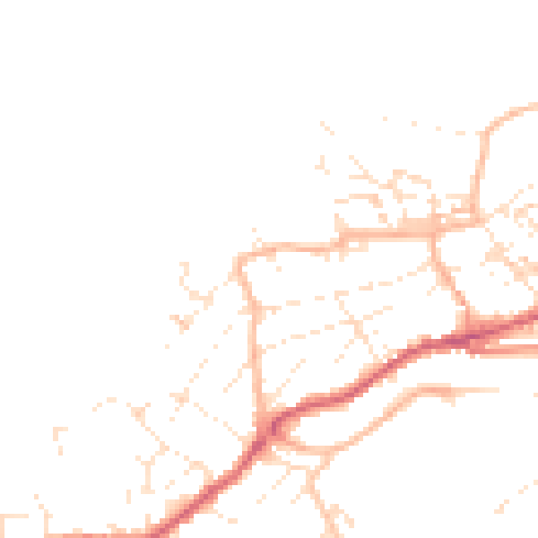 Daytime road noise heatmap for TR26 1EW