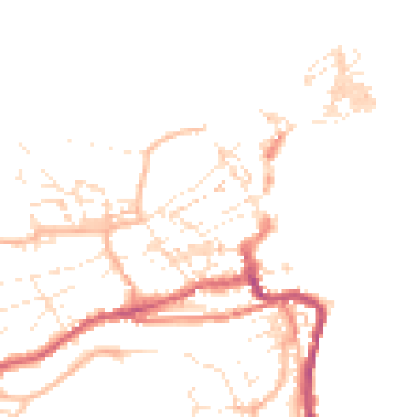 Daytime road noise heatmap for TR26 1JR