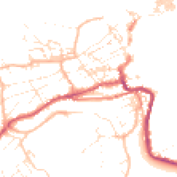 Daytime road noise heatmap for TR26 1QX