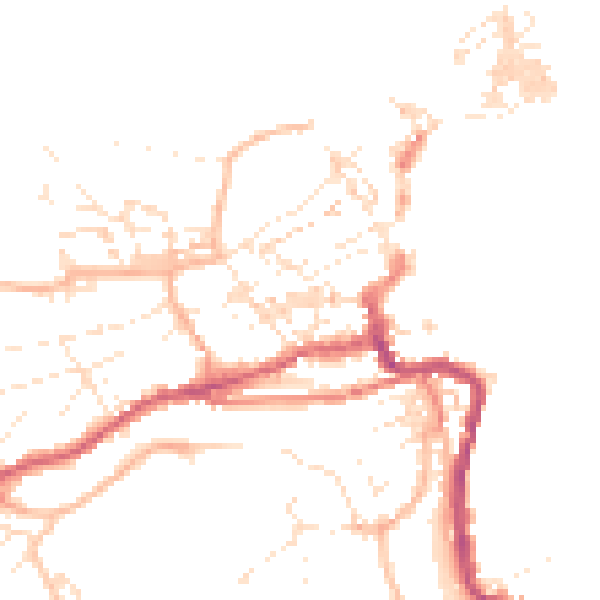 Daytime road noise heatmap for TR26 1SP