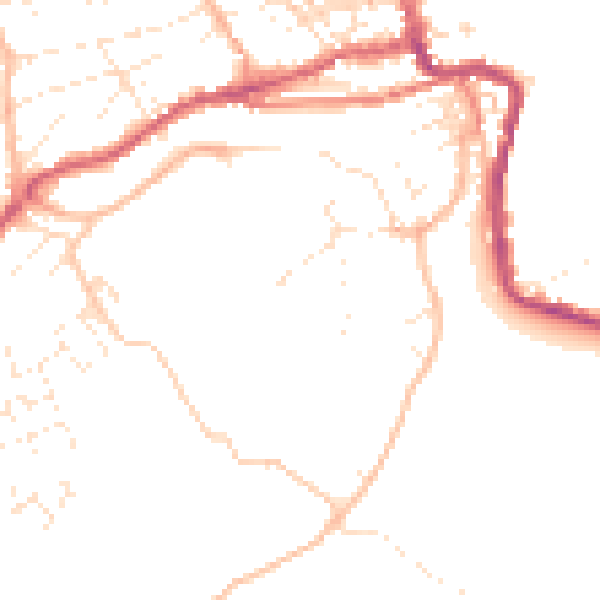 Daytime road noise heatmap for TR26 2BF