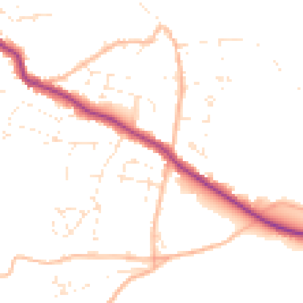 Daytime road noise heatmap for TR26 2FZ
