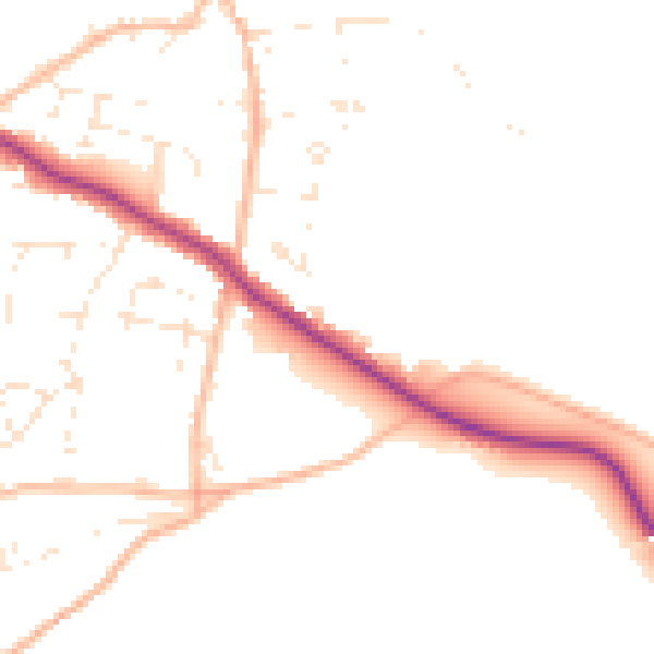Daytime road noise heatmap for TR26 2LJ