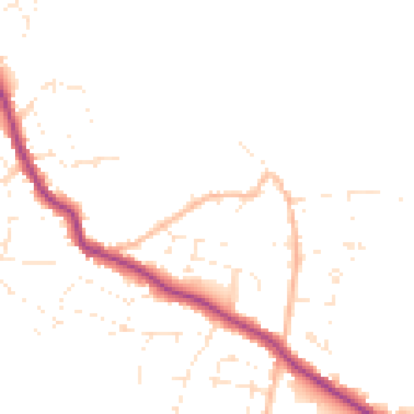 Daytime road noise heatmap for TR26 2NQ