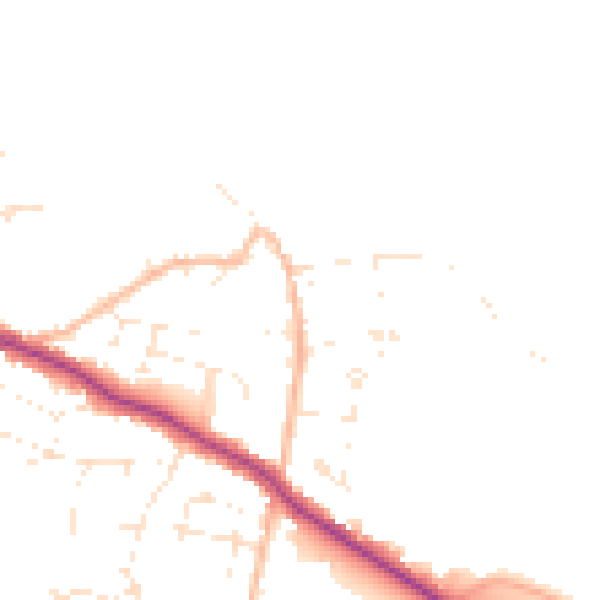 Daytime road noise heatmap for TR26 2NZ