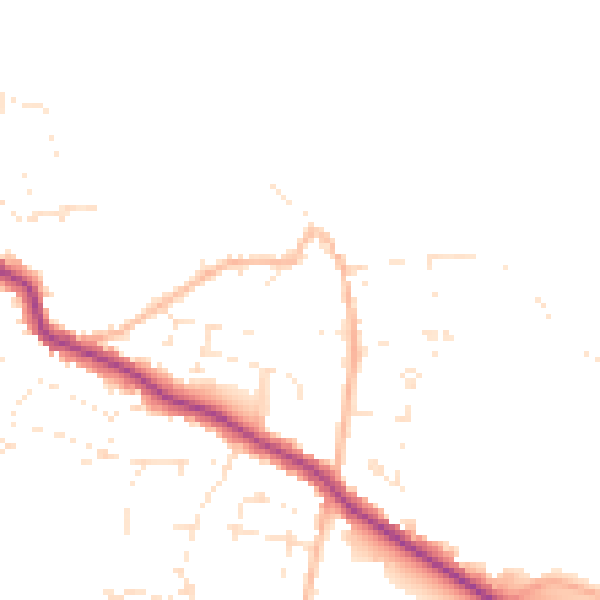 Daytime road noise heatmap for TR26 2RW