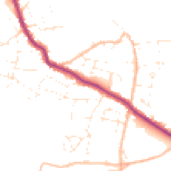 Daytime road noise heatmap for TR26 2SF