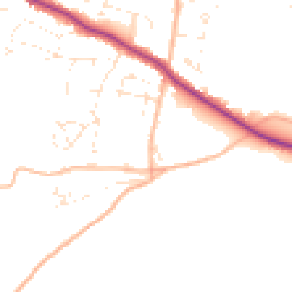 Daytime road noise heatmap for TR26 2TD