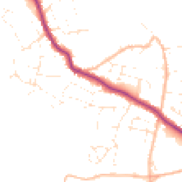 Daytime road noise heatmap for TR26 2TE