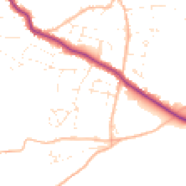 Daytime road noise heatmap for TR26 2TH