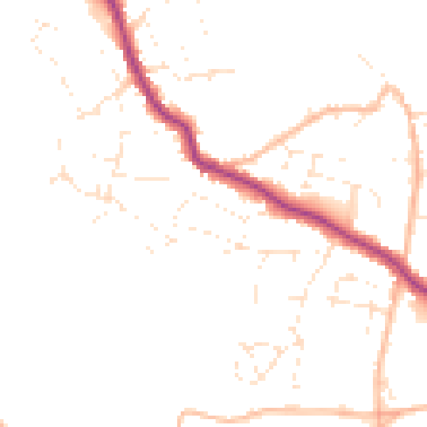 Daytime road noise heatmap for TR26 2TL