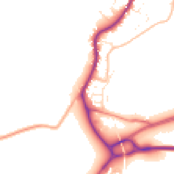 Daytime road noise heatmap for TR26 3EE