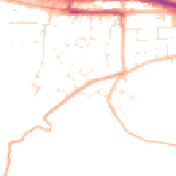Daytime road noise heatmap for TR3 6BD