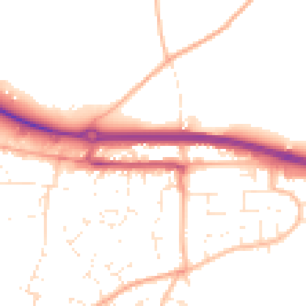 Daytime road noise heatmap for TR3 6BG