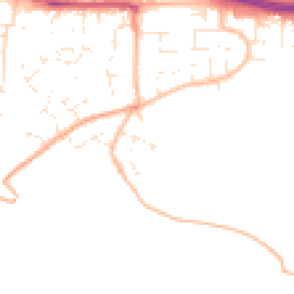 Daytime road noise heatmap for TR3 6BH