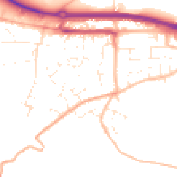 Daytime road noise heatmap for TR3 6BP