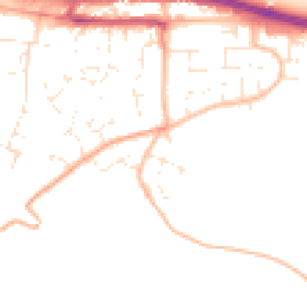 Daytime road noise heatmap for TR3 6BQ