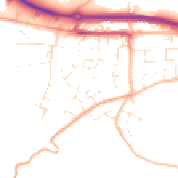 Daytime road noise heatmap for TR3 6BT