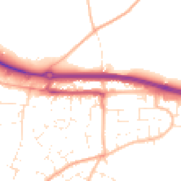 Daytime road noise heatmap for TR3 6BU
