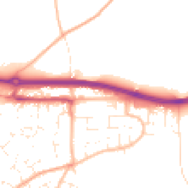 Daytime road noise heatmap for TR3 6BX